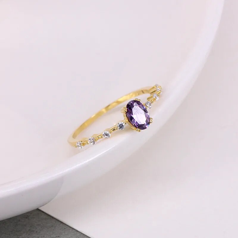Harmony Ring | 18k Gold Vermeil Over S925 Silver with Lab-Made Purple Gemstone 3