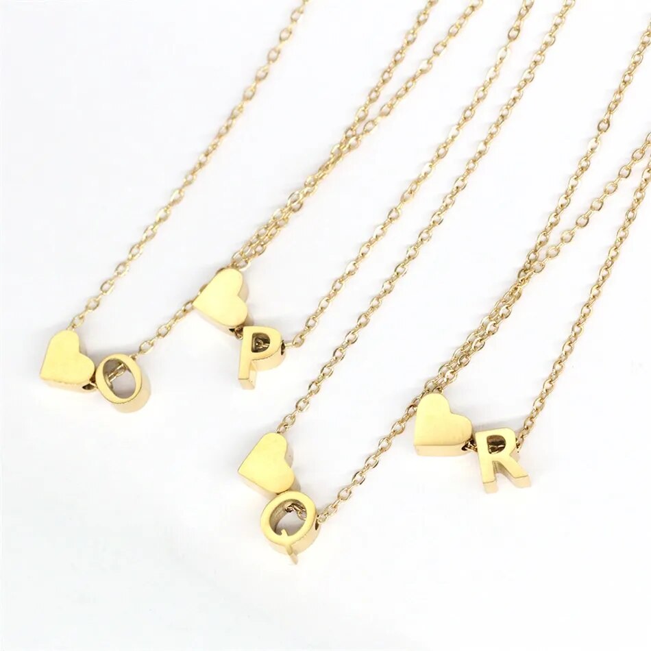 Heart Initial Necklace | Engravable 18k Gold Plated Pendant 1