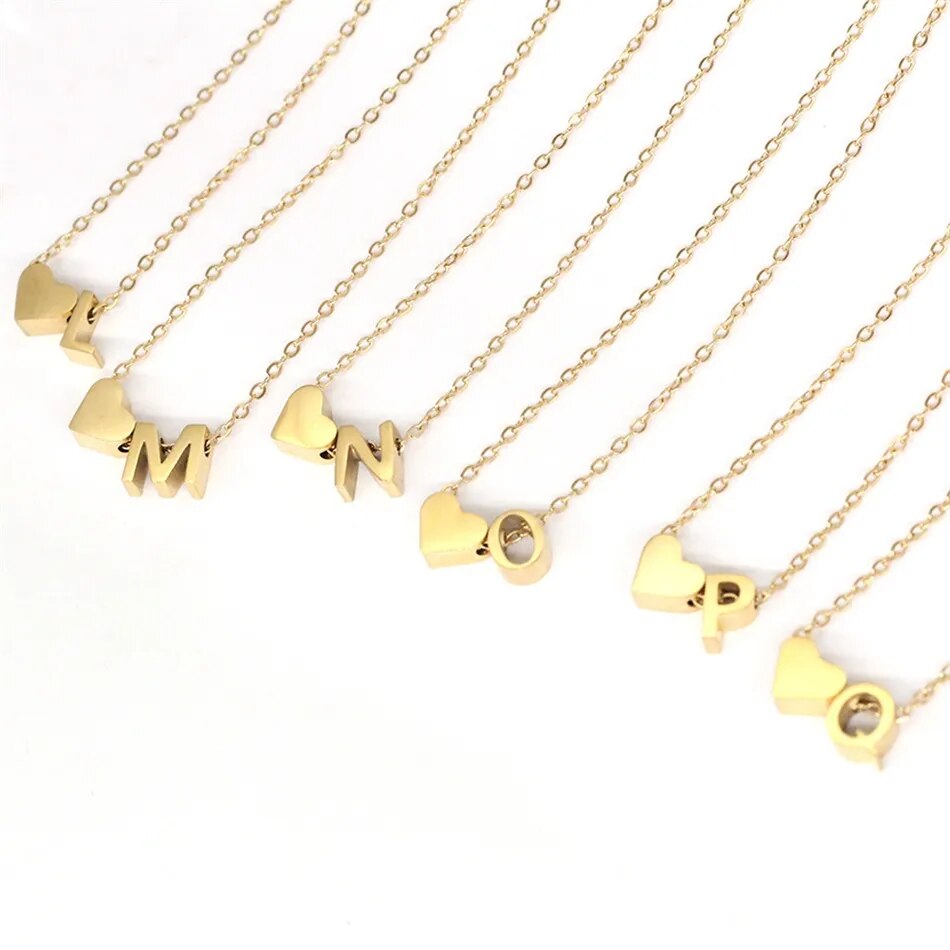 Heart Initial Necklace | Engravable 18k Gold Plated Pendant 2