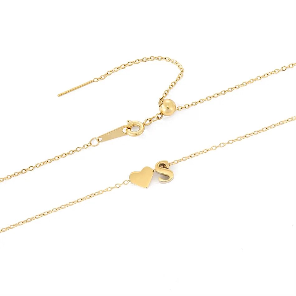Heart Initial Necklace | Engravable 18k Gold Plated Pendant 3