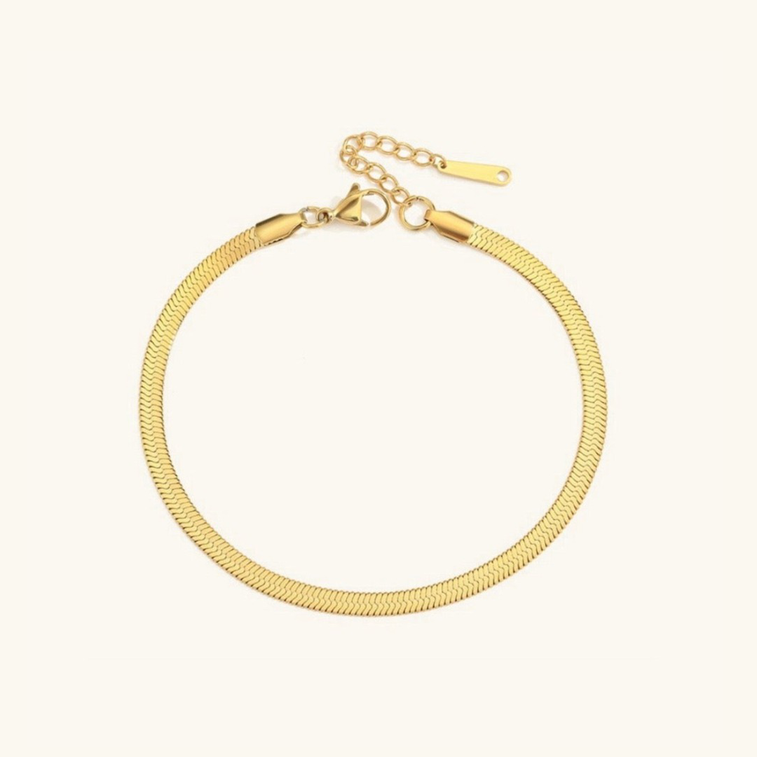 Herringbone Anklet | Elegant 18k Gold-Plated Stainless Steel 0