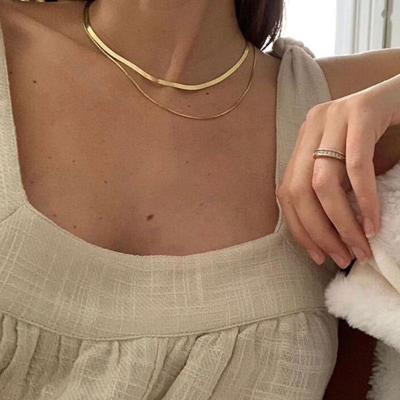 Herringbone Necklace | 18K Plated Stainless Steel with Extender 3