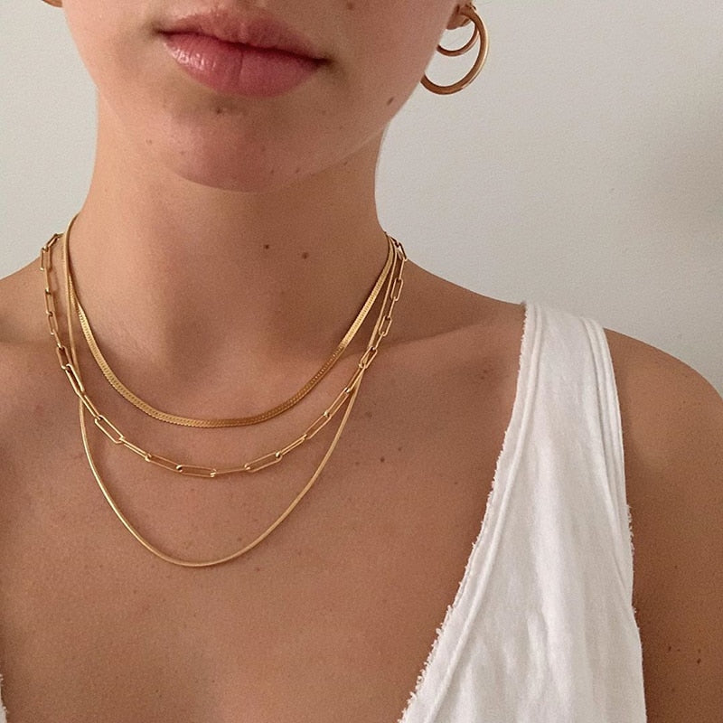 Herringbone Necklace | 18K Plated Stainless Steel with Extender 5