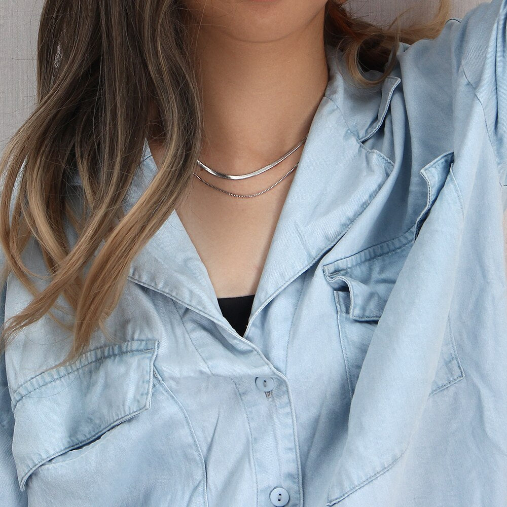 Herringbone Necklace | 18K Plated Stainless Steel with Extender 6