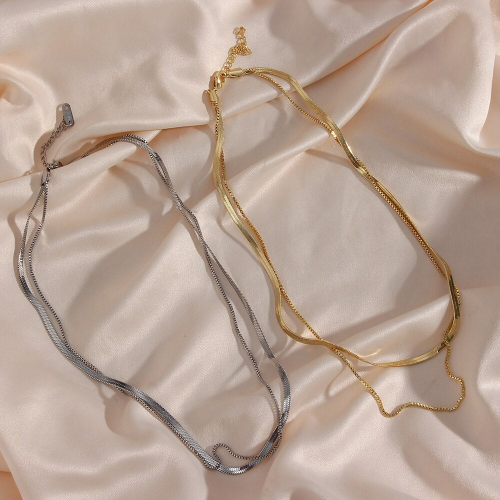 Herringbone Necklace | 18K Plated Stainless Steel with Extender 7