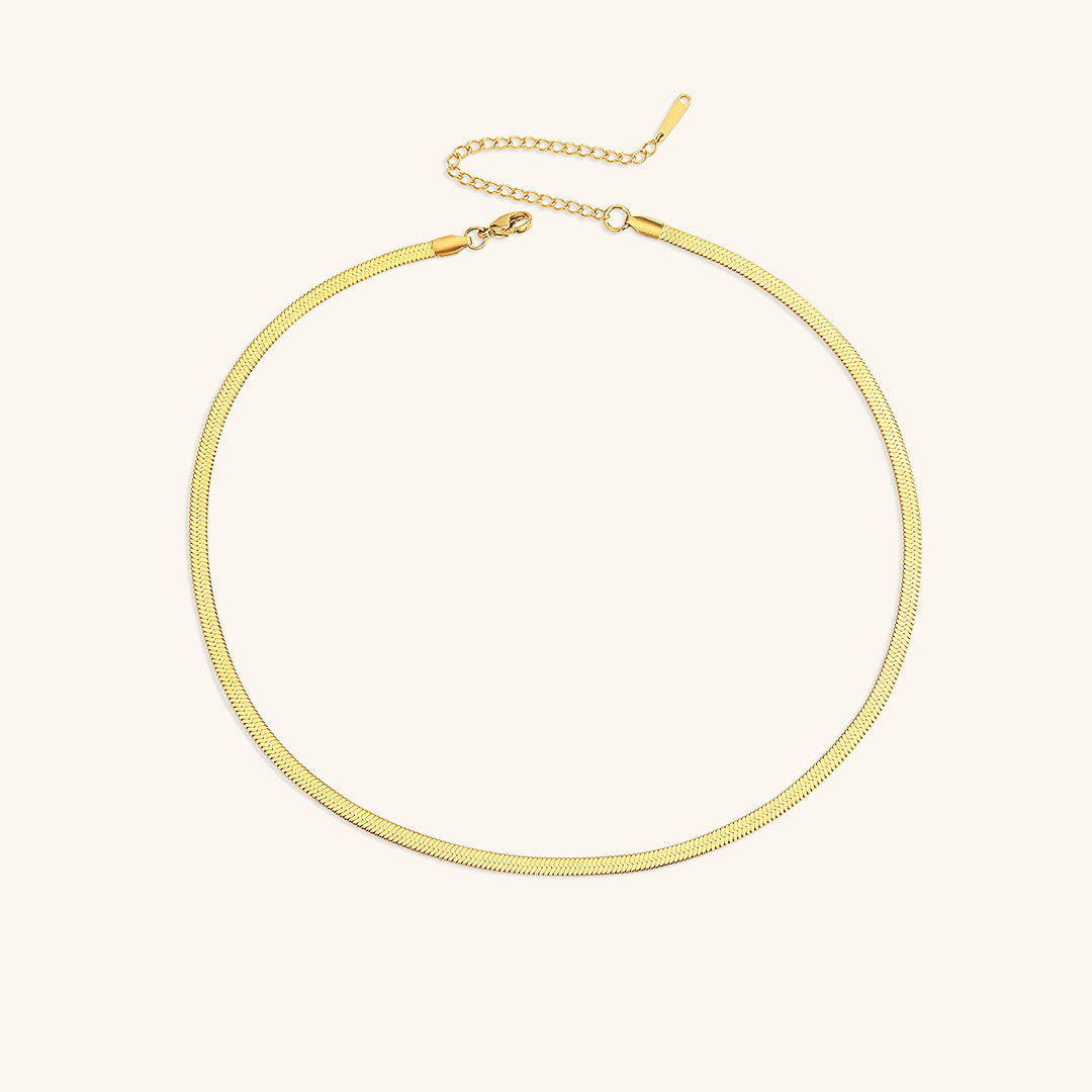 Herringbone Necklace | Ethically Sourced Stainless Steel-Plated 14k Gold 10