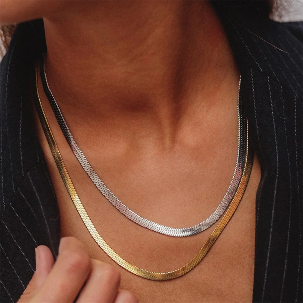 Herringbone Necklace | Ethically Sourced Stainless Steel-Plated 14k Gold 3