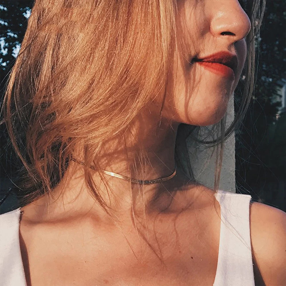 Herringbone Necklace | Ethically Sourced Stainless Steel-Plated 14k Gold 4