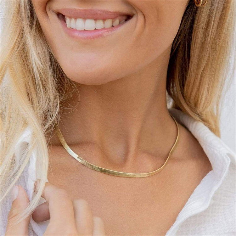 Herringbone Necklace | Ethically Sourced Stainless Steel-Plated 14k Gold 5