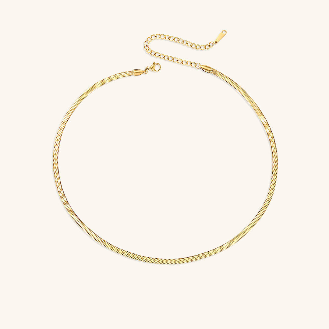 Herringbone Necklace | Ethically Sourced Stainless Steel-Plated 14k Gold 8
