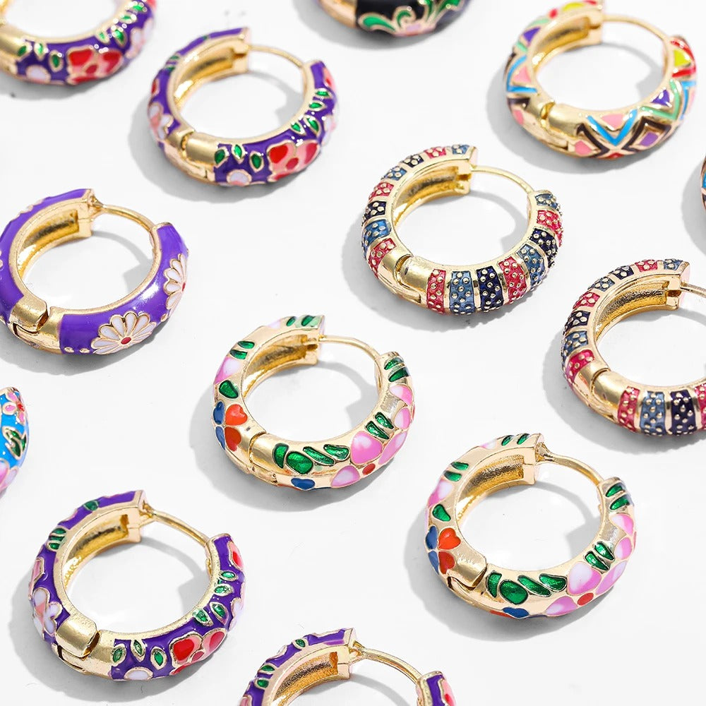 Hoop Earrings | Bold Flower Design on Luxe Gold-Tone Base 2