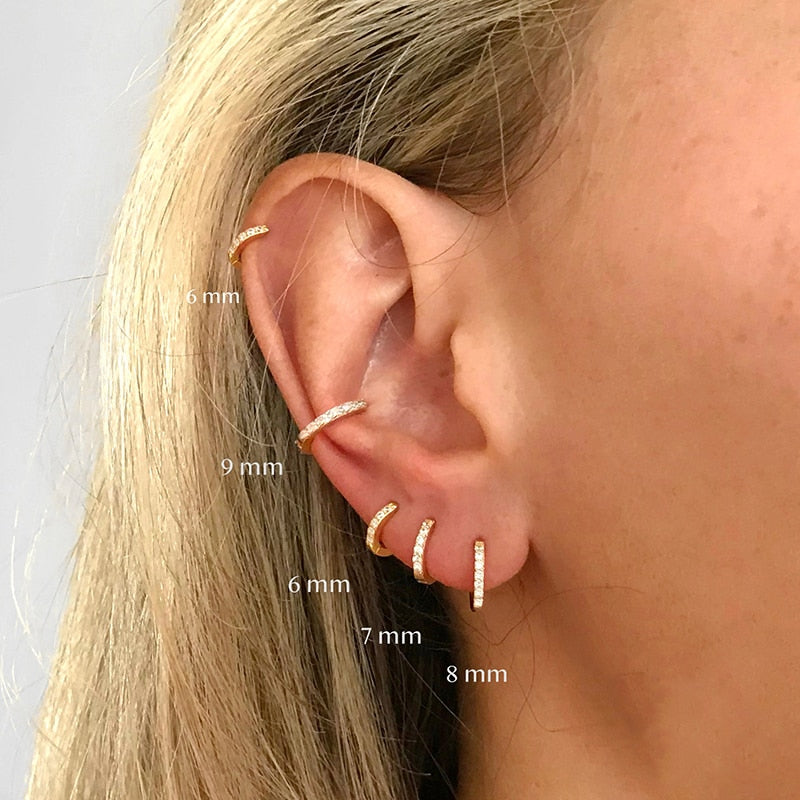 Hoop Earrings | Hypoallergenic S925 Sterling Silver with Pave CZ Stones 2