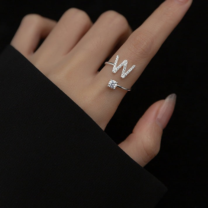 Initial Ring | Adjustable 18k Gold Plated with Cubic Zircon Stones 2