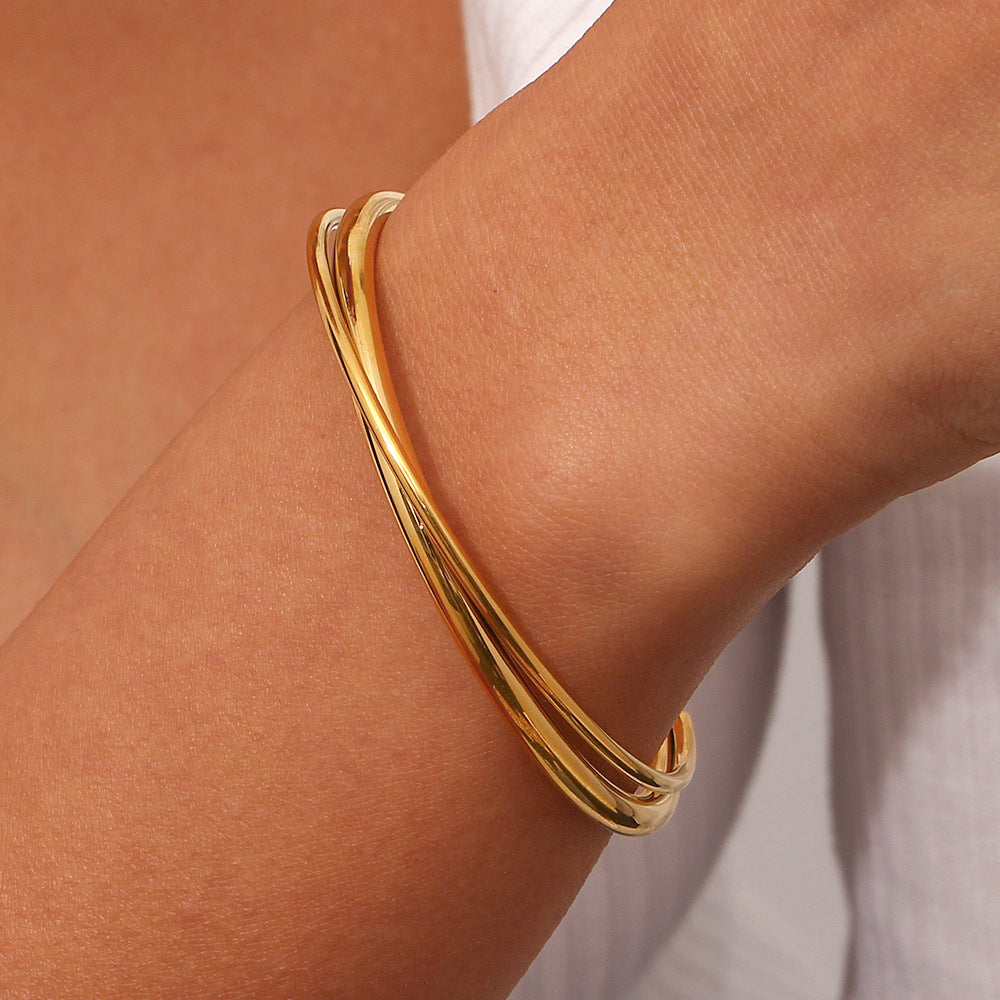 Layered Gold Bangle | Ethically Sourced Stainless Steel-Plated 18k Gold 1