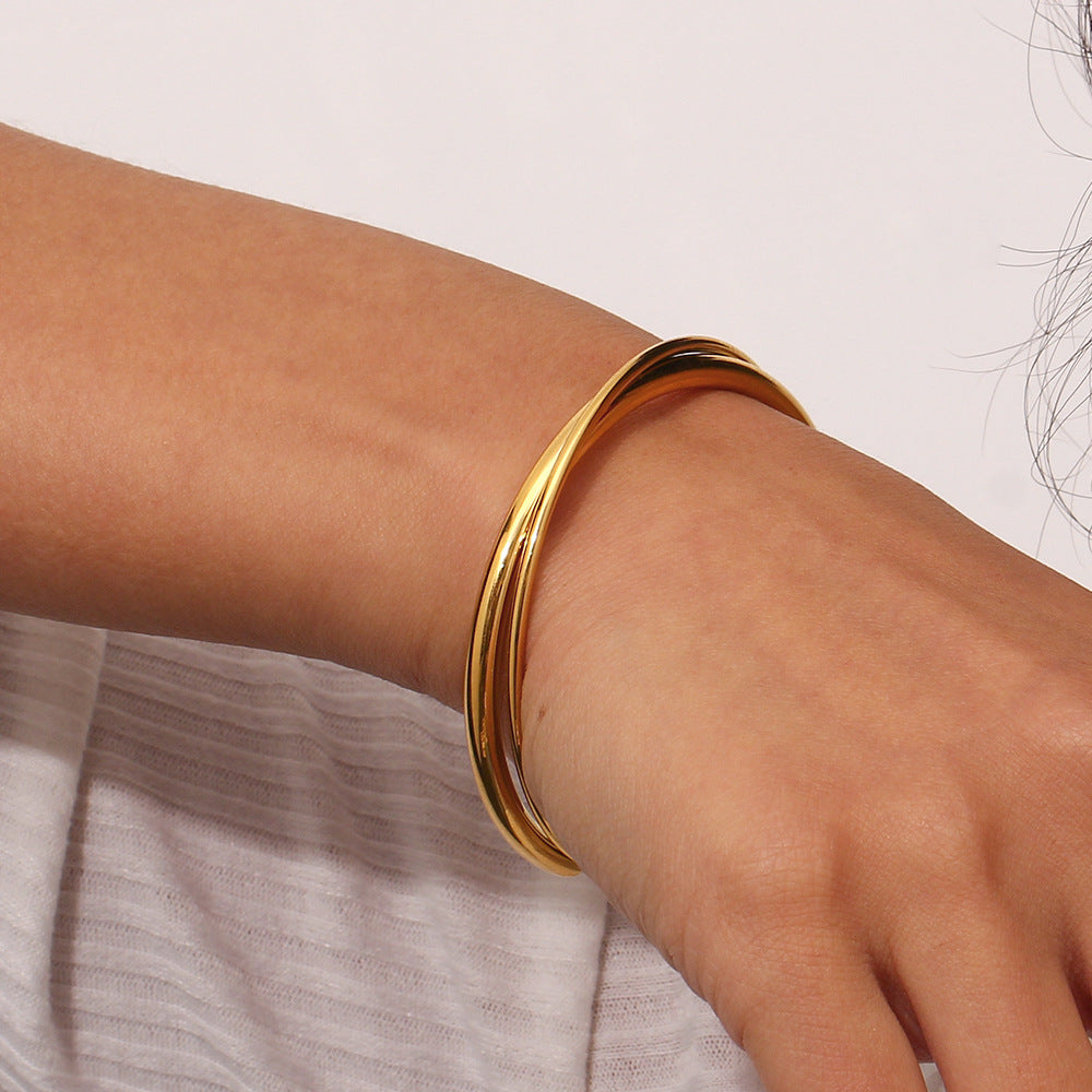 Layered Gold Bangle | Ethically Sourced Stainless Steel-Plated 18k Gold 2