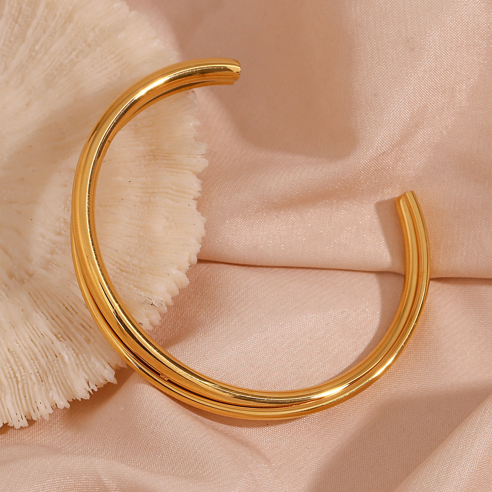 Layered Gold Bangle | Ethically Sourced Stainless Steel-Plated 18k Gold 3