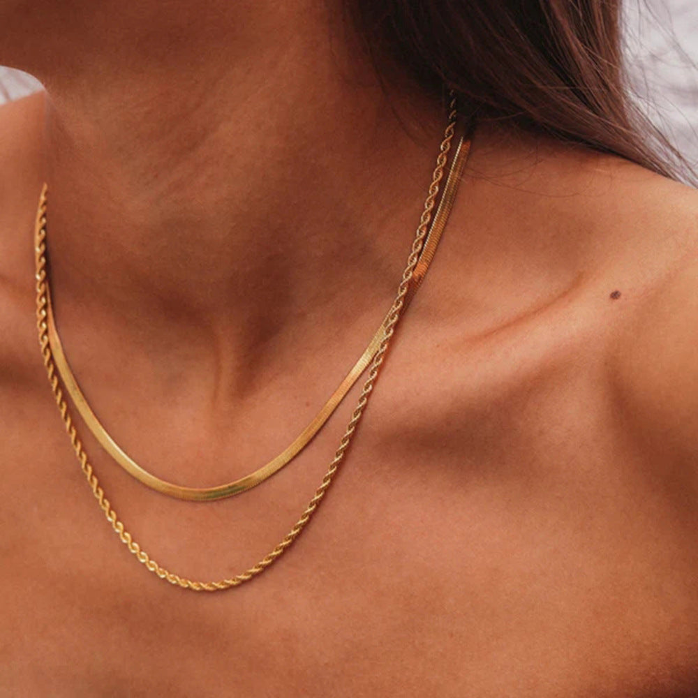 Layered Gold Chain Necklace | Ethically Sourced Stainless Steel with 18k Gold Finish 1
