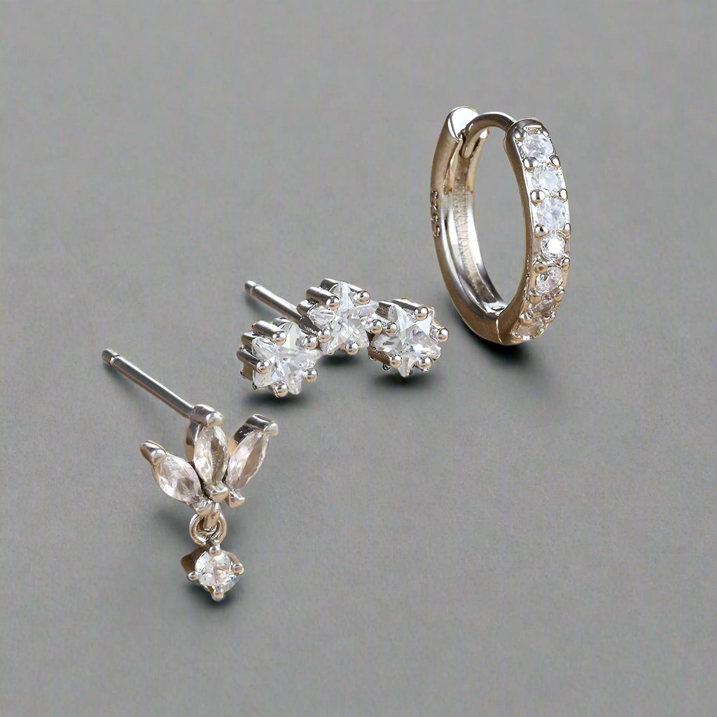 Lia Earring Set | 18K Gold Brass Vermeil Trio for Effortless Stacking 2