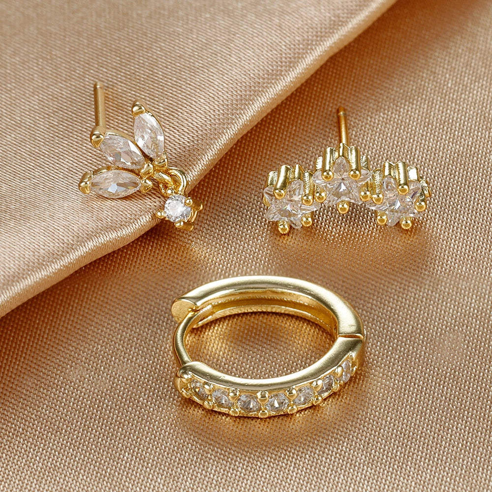 Lia Earring Set | 18K Gold Brass Vermeil Trio for Effortless Stacking 3