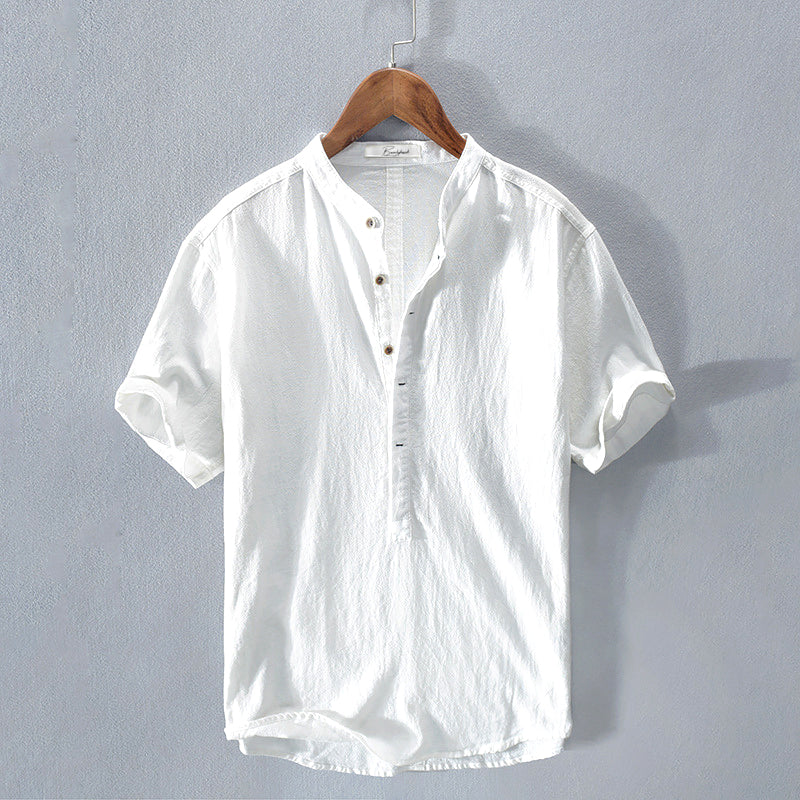 Linen Shirt with Stand Collar | Lightweight Breathable Fabric for Summer Comfort 3