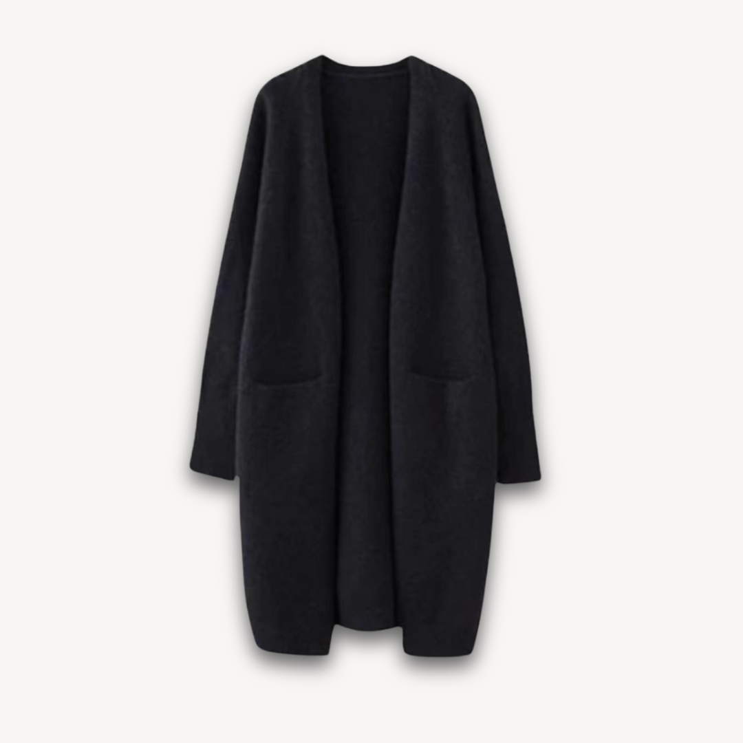 Long Open-Front Cashmere Cardigan 1