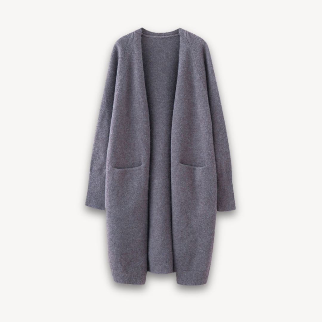 Long Open-Front Cashmere Cardigan 2
