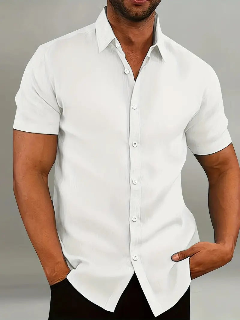 Men's Shirt | Tailored Slim Fit Short Sleeve with Classic Button Placket 1