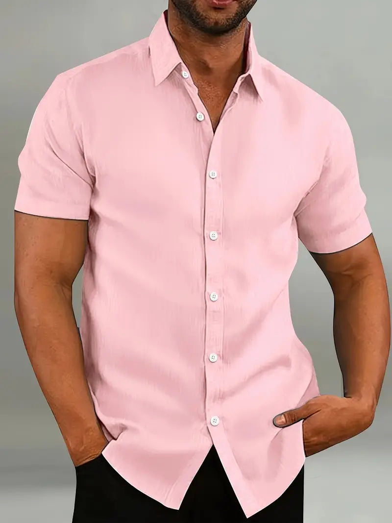 Men's Shirt | Tailored Slim Fit Short Sleeve with Classic Button Placket 3
