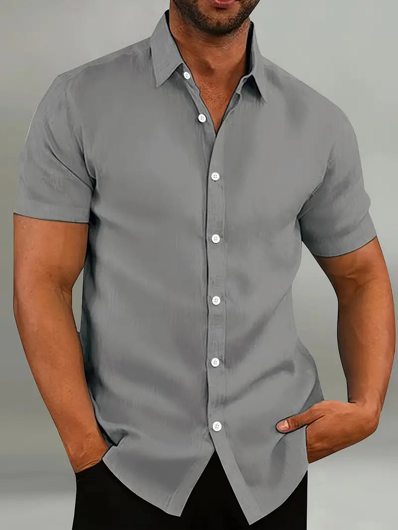Men's Shirt | Tailored Slim Fit Short Sleeve with Classic Button Placket 4