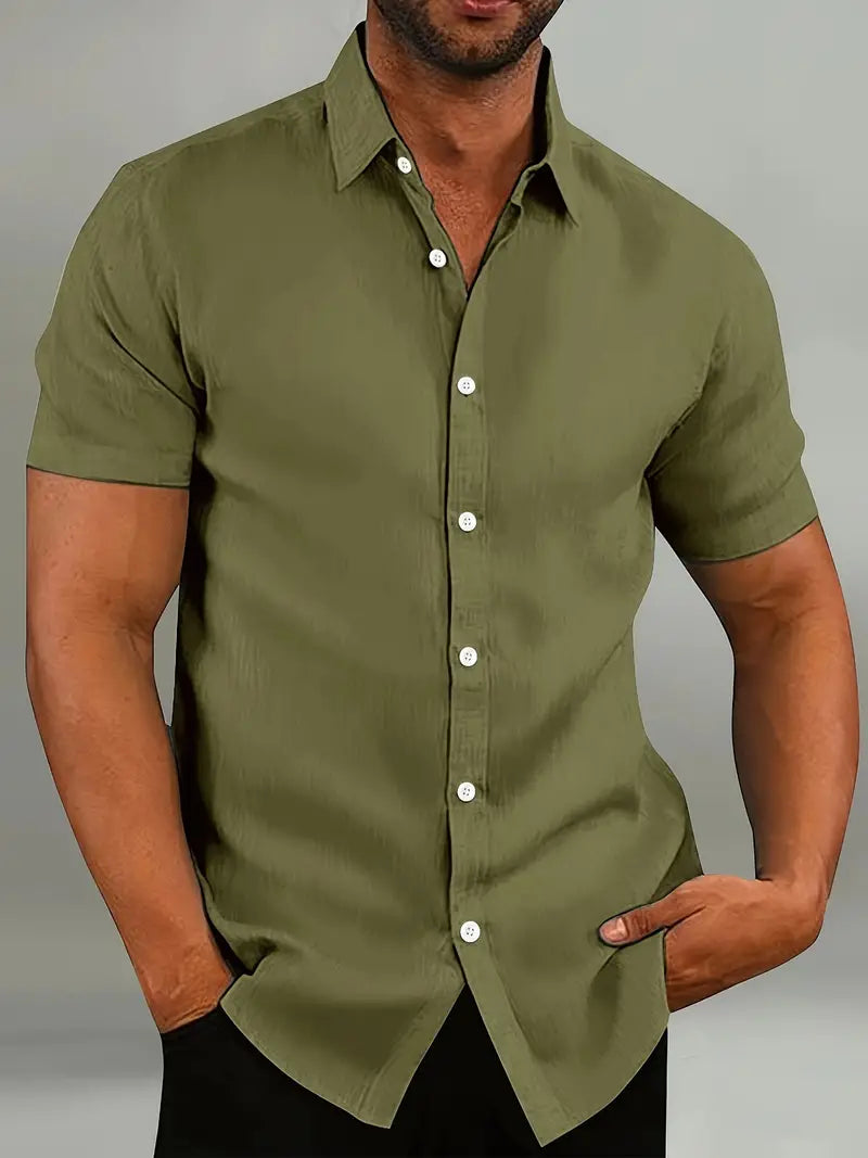 Men's Shirt | Tailored Slim Fit Short Sleeve with Classic Button Placket 7