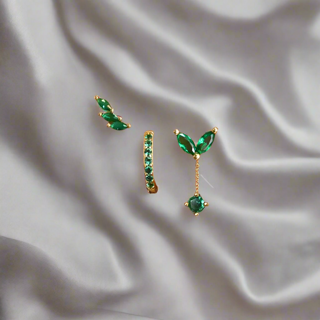 Mia Earring Set | Dainty 18K Gold Brass Vermeil with 3 Pairs 1