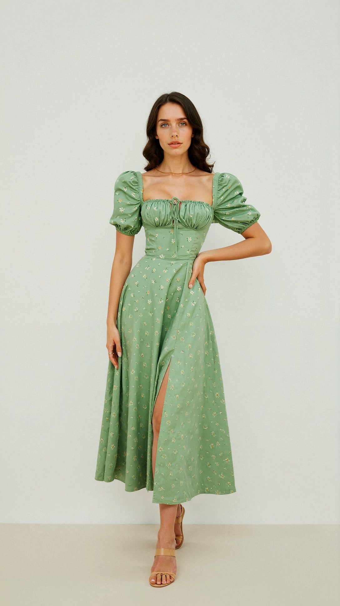 Midi Dress | Elegant Square Neckline with Flattering Silhouette 3