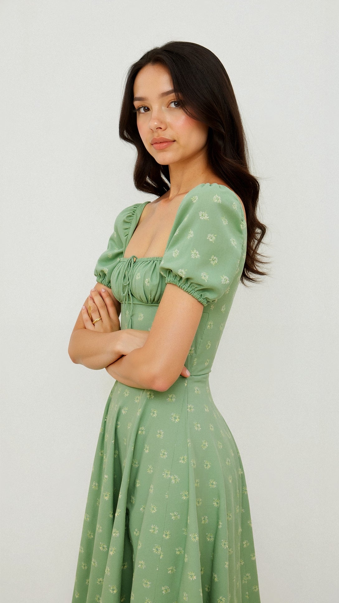 Midi Dress | Elegant Square Neckline with Flattering Silhouette 4