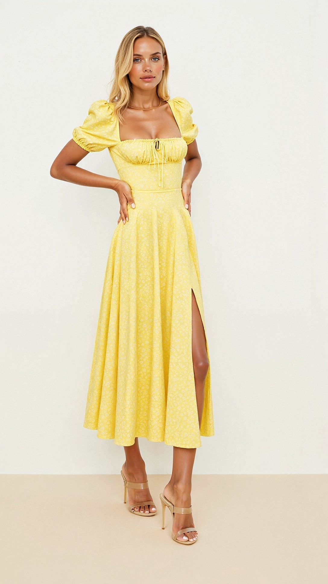 Midi Dress | Elegant Square Neckline with Flattering Silhouette 7