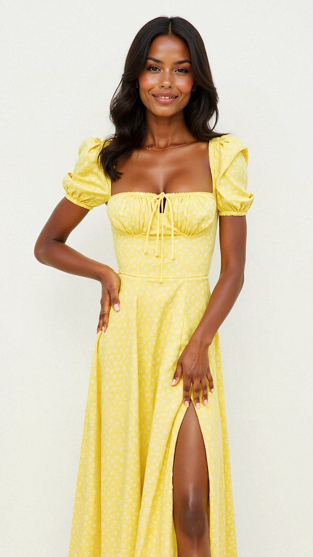 Midi Dress | Elegant Square Neckline with Flattering Silhouette 8