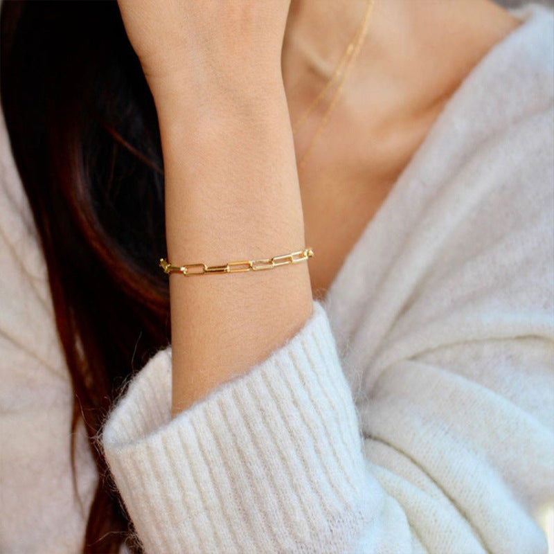 Minimalist Gold Paperclip Bracelet | Ethically Sourced Stainless Steel with 14k Gold Plating 4