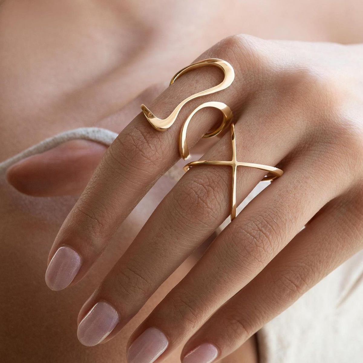 Mosaic Gold Ring | Adjustable 18k Gold-Plated Minimalist Design 1