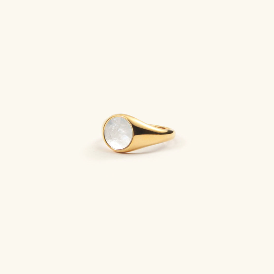 Mother of Pearl Gold Ring | Ethically Sourced Freshwater Pearl on 18k Gold-Plated Band 0