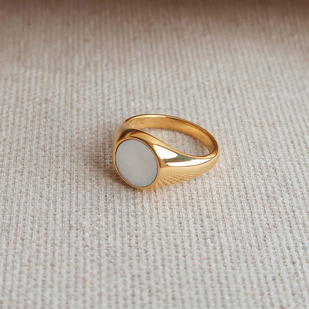 Mother of Pearl Gold Ring | Ethically Sourced Freshwater Pearl on 18k Gold-Plated Band 3