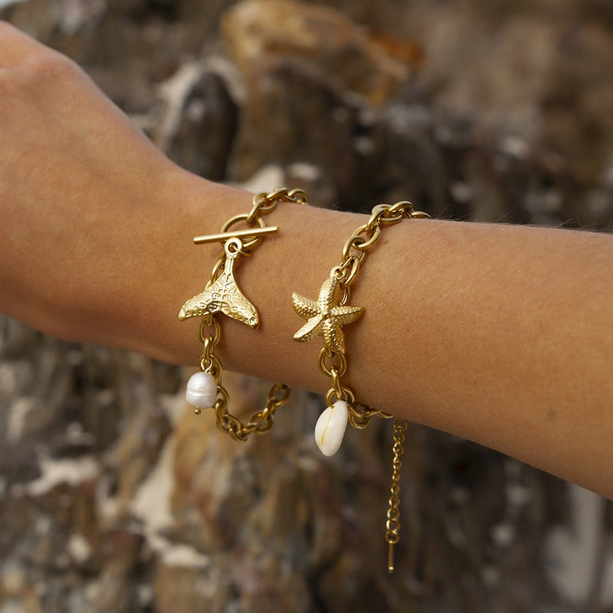 Ocean-Inspired Bracelet | Hypoallergenic Gold Chain with Sea Pendants 1