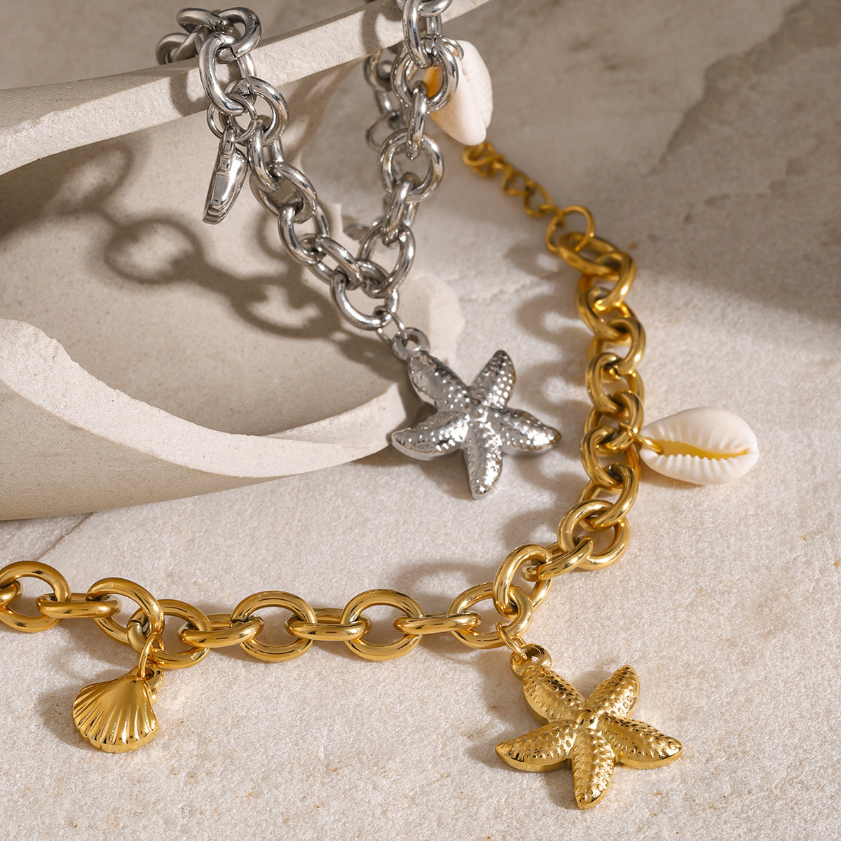 Ocean-Inspired Bracelet | Hypoallergenic Gold Chain with Sea Pendants 5