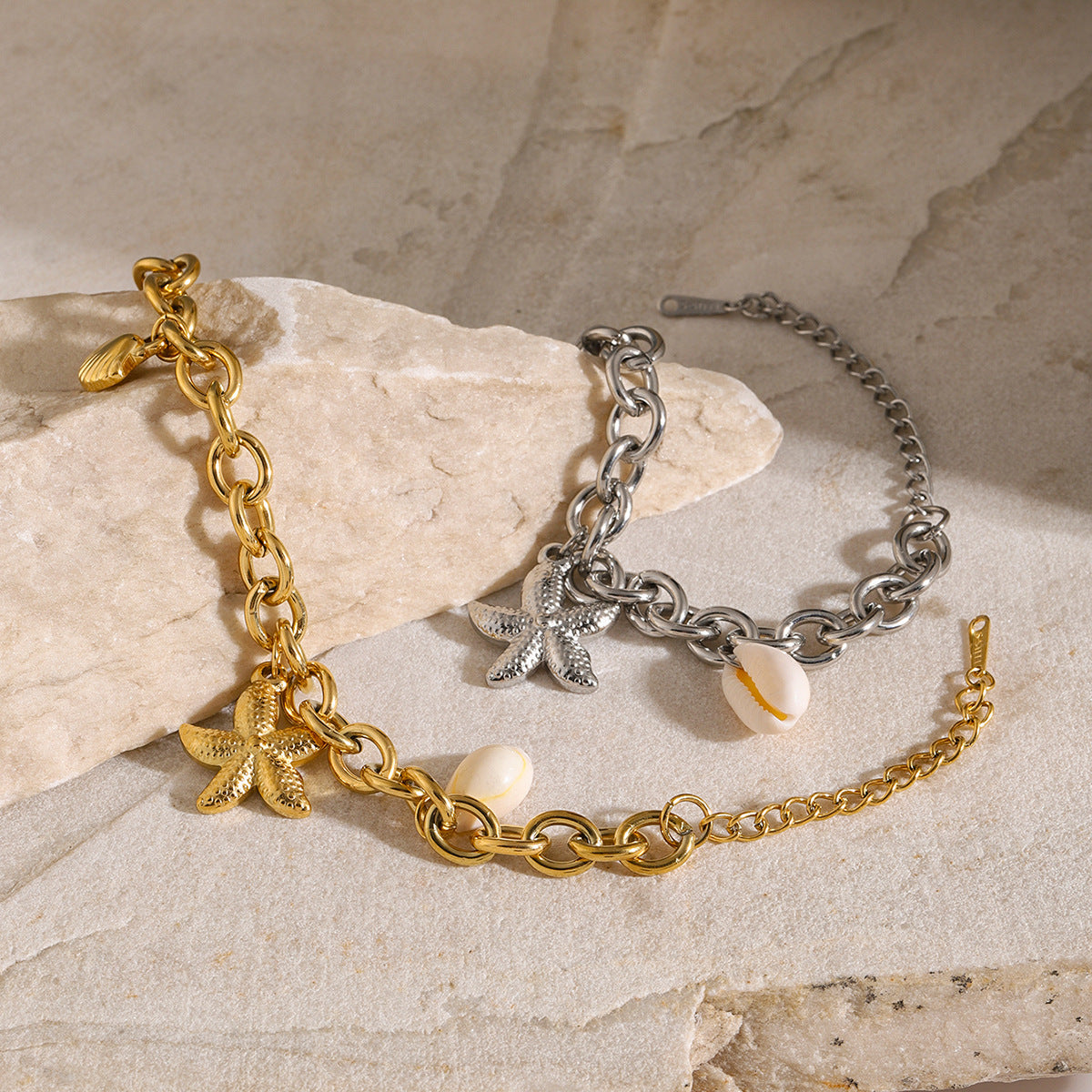 Ocean-Inspired Bracelet | Hypoallergenic Gold Chain with Sea Pendants 6