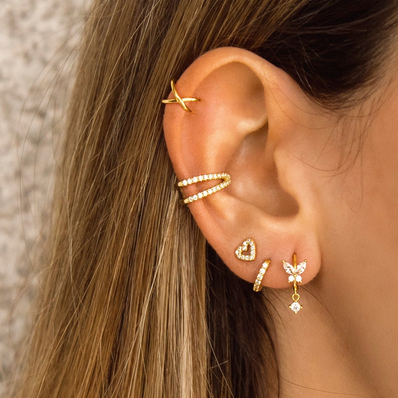 Pave Drop Stud Earrings | Hypoallergenic S925 Sterling Silver with 18K Gold Plating 3