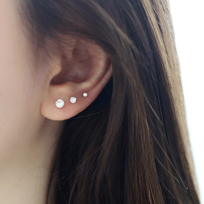 Pave Stud Earrings | Hypoallergenic S925 Sterling Silver with 18K Gold Plating 0
