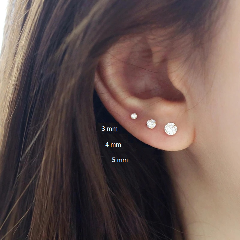 Pave Stud Earrings | Hypoallergenic S925 Sterling Silver with 18K Gold Plating 2