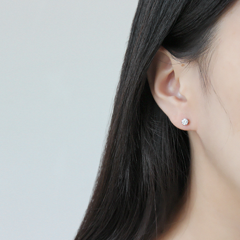 Pave Stud Earrings | Hypoallergenic S925 Sterling Silver with 18K Gold Plating 4