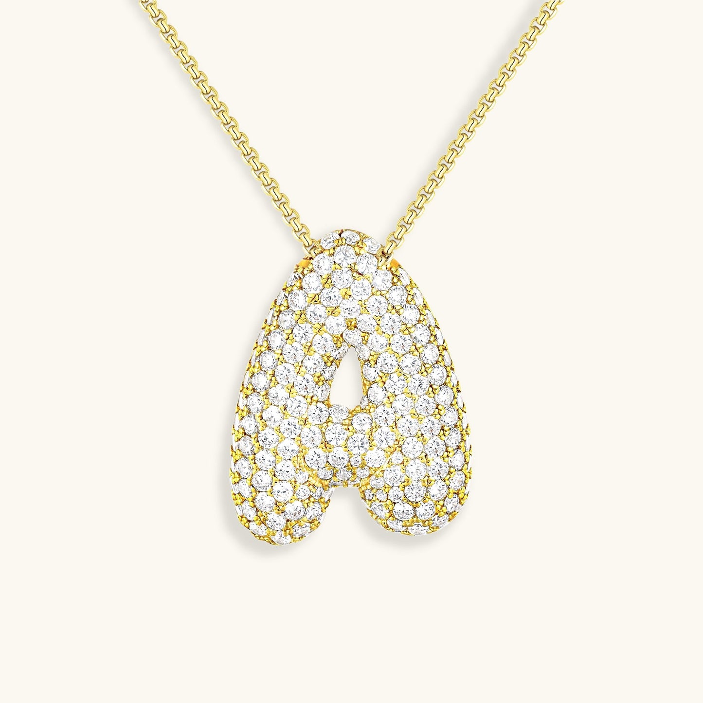 Personalized Bubble Initial Necklace | 18k Gold with Diamond Simulant 0
