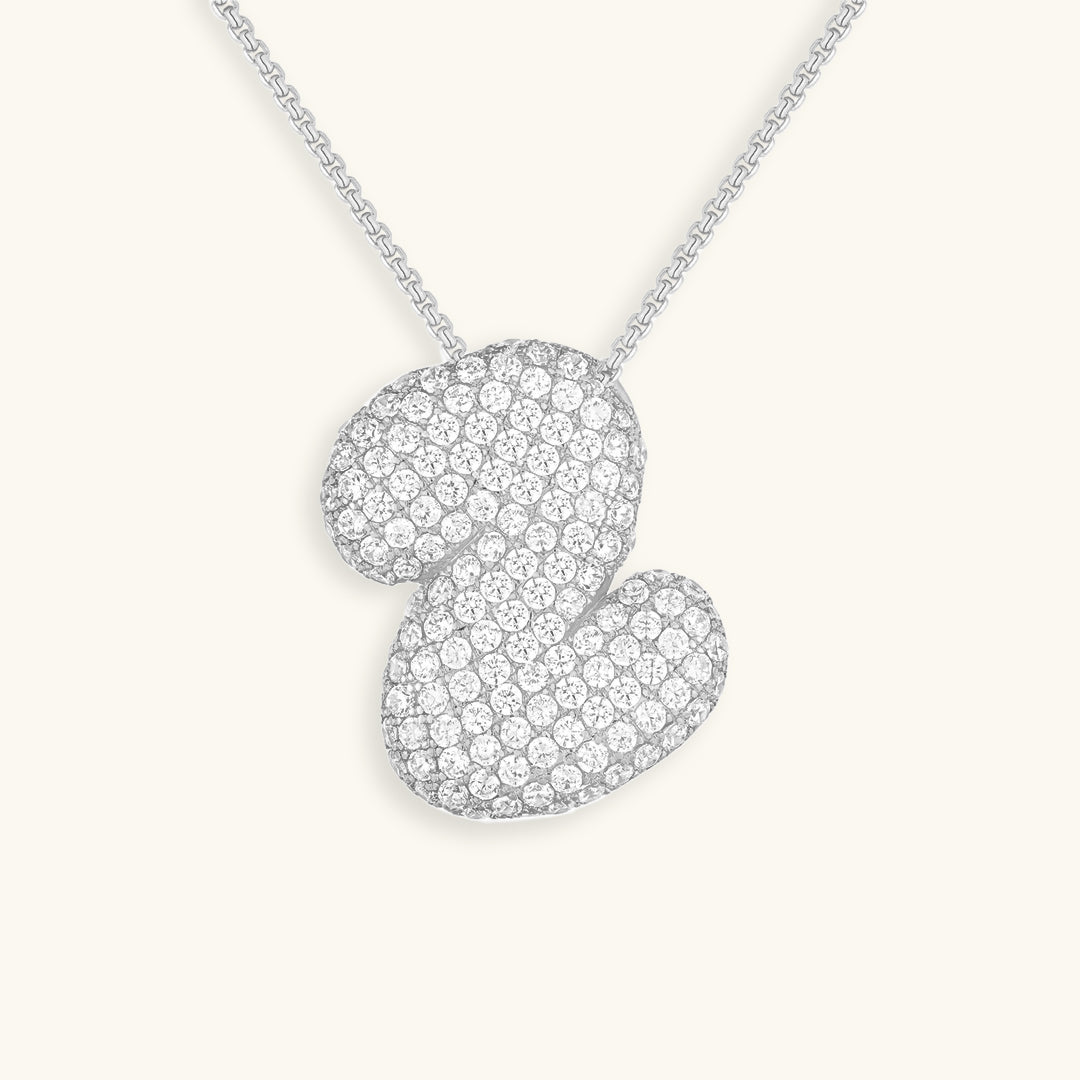 Personalized Bubble Initial Necklace | 18k Gold with Diamond Simulant 10