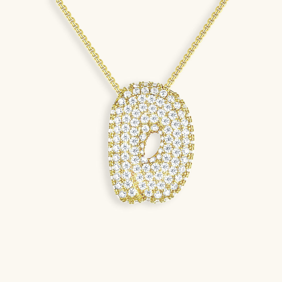 Personalized Bubble Initial Necklace | 18k Gold with Diamond Simulant 11