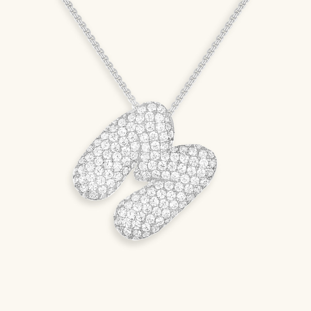 Personalized Bubble Initial Necklace | 18k Gold with Diamond Simulant 12